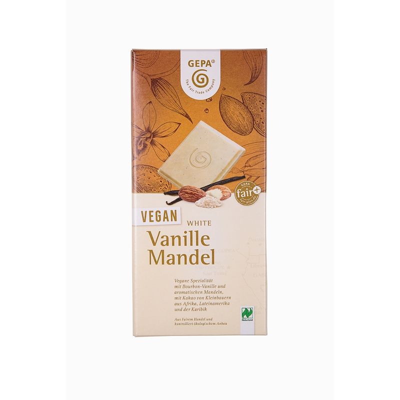 GEPA - The Fair Trade Company Bio Vegan White Vanille Mandel Kakaobutterzubereitung mit Vanille und Mandel - Produktbild