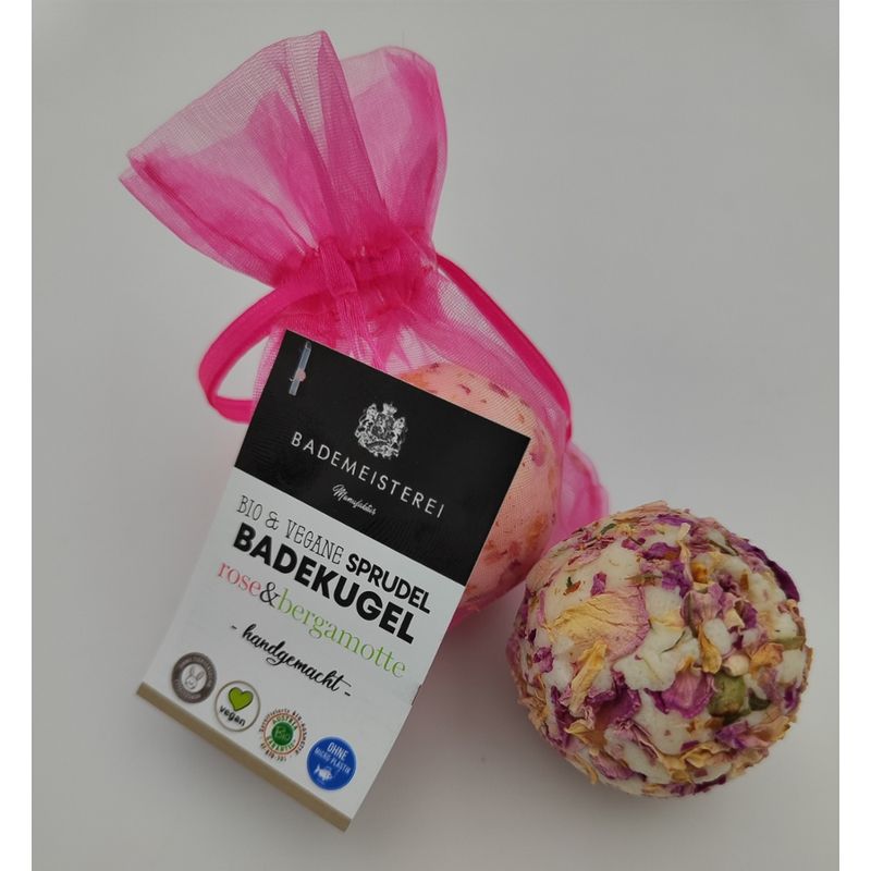 Bademeisterei BIO Badekugel "Malvenblüte" 50g im Organza-Säckchen AT-BIO-301 - Produktbild