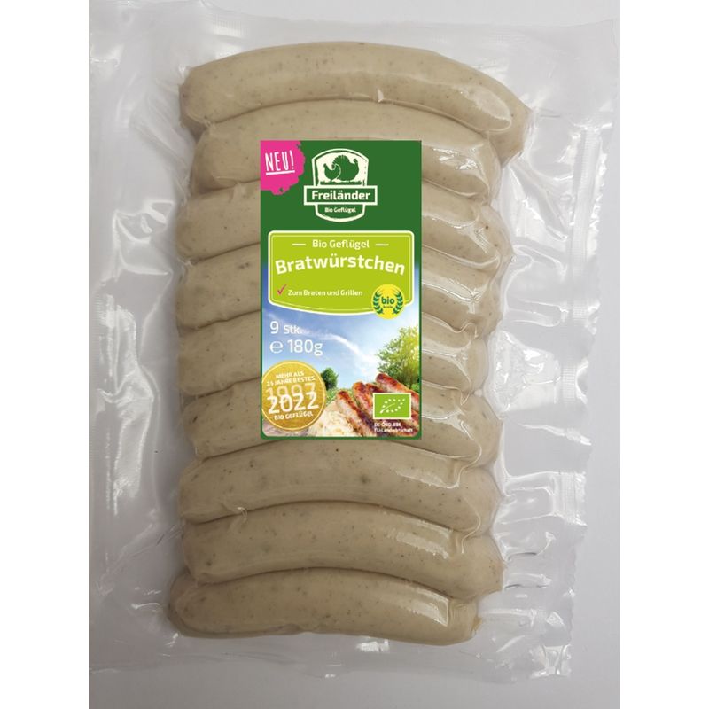 Freiländer Bio Geflügel Bio Geflügel Minis, 9er, 180g Bratwürstchen - Produktbild