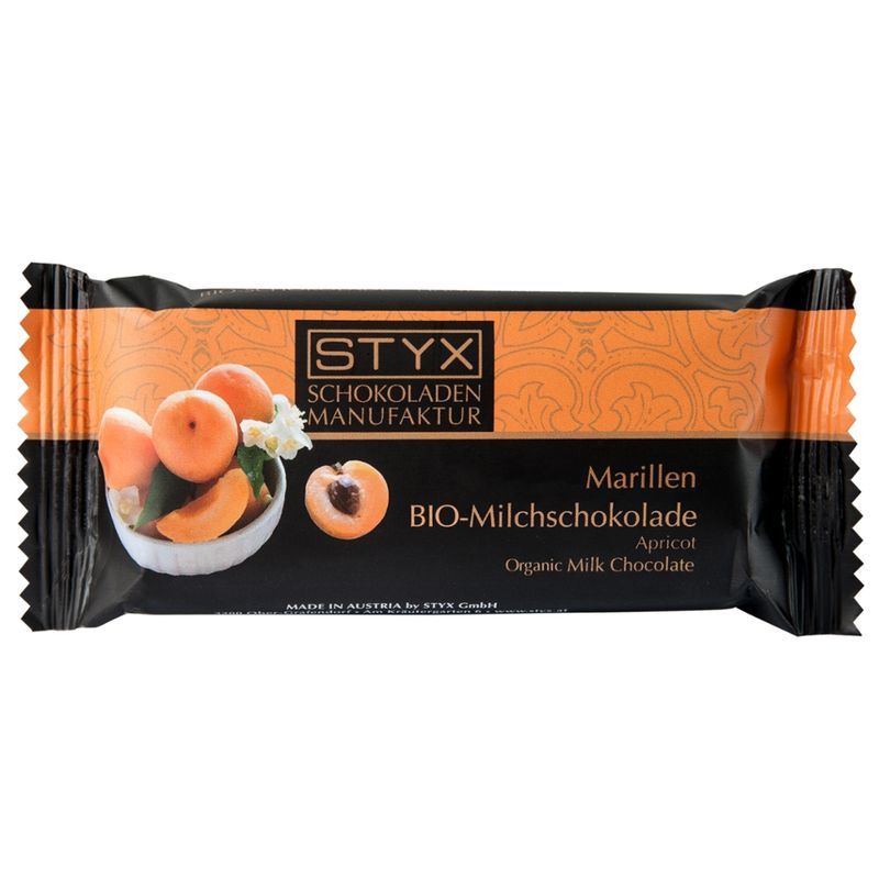 Styx Naturcosmetic BIO-Milchschokolade gefüllt mit 70% Marillenbrand-Ganache 70g - Produktbild