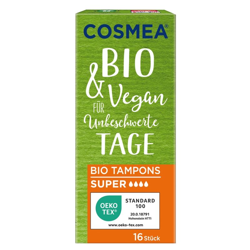 COSMEA®  COSMEA® BIO Tampons, VEGAN, Super, 16 Stück - Produktbild