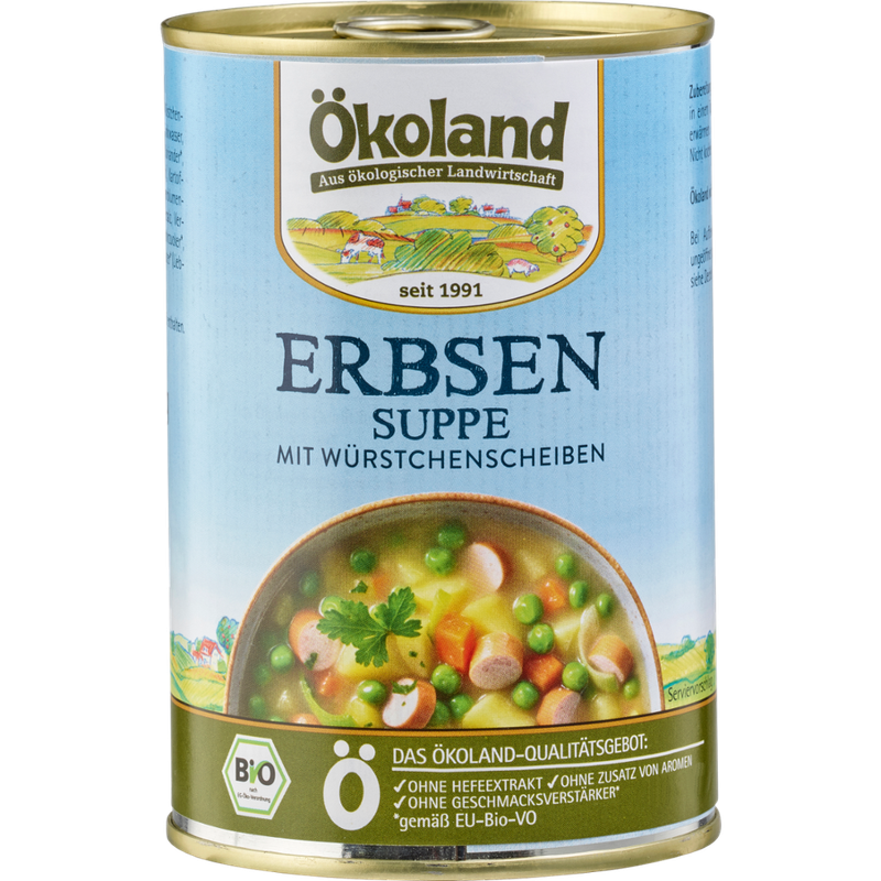 ÖKOLAND Erbsensuppe mit Würstchenscheiben - Produktbild