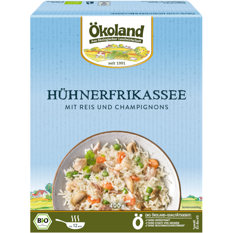 ÖKOLAND Hühnerfrikassee mit Reis und Champignons - Produktbild