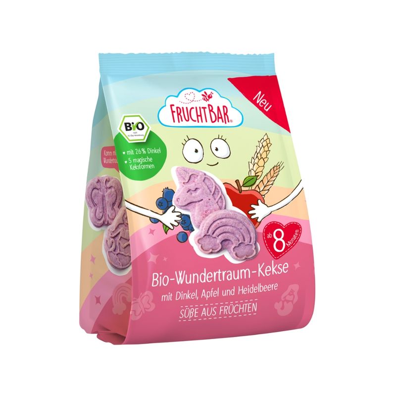 FruchtBar  FruchtBar – Bio-Wundertraum-Kekse  mit Dinkel, Apfel und Heidelbeere - Produktbild
