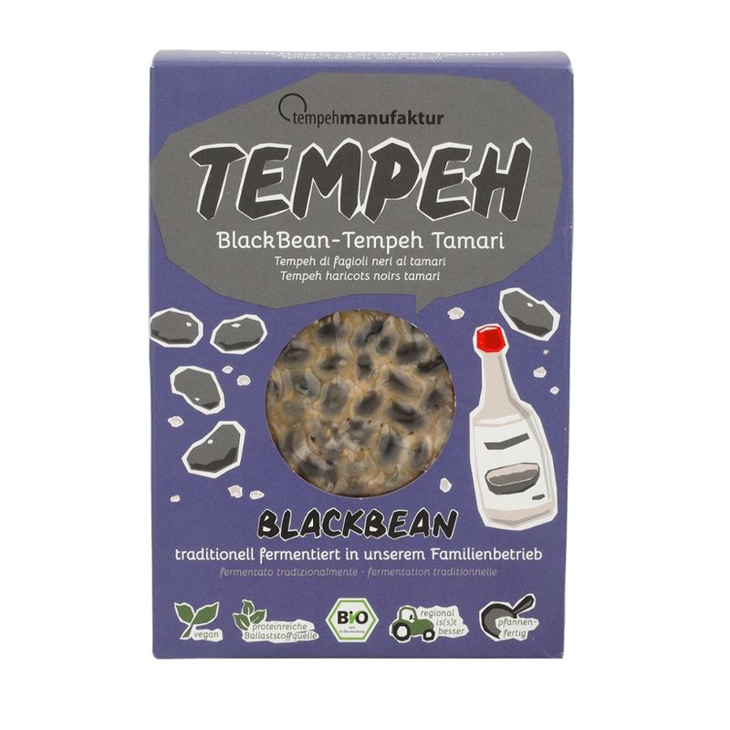 tempehmanufaktur  BlackBean-Tempeh Tamari - mit bester Tamari-Sojasauce - Produktbild
