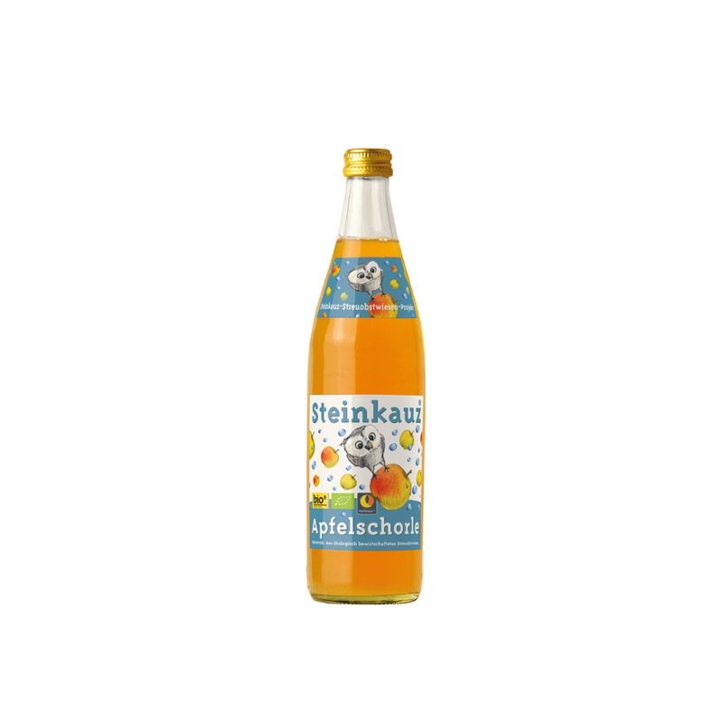 Steinkauz Steinkauz Apfelschorle Naturtrüb. Aus ökologisch bewirtschafteten Streuobstwiesen, 0,5 Liter - Produktbild