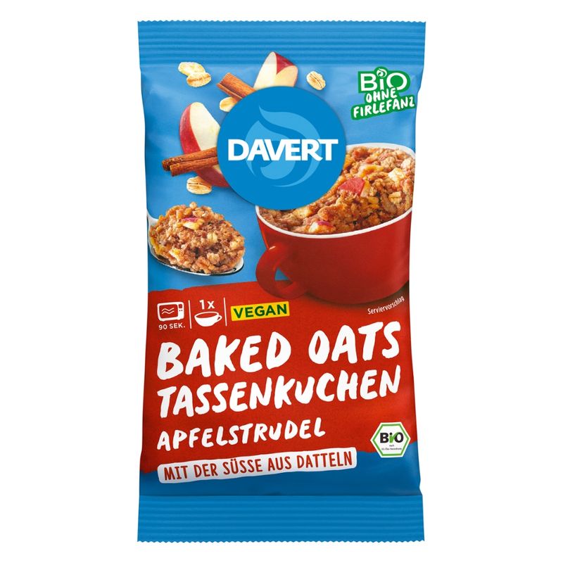 Davert Baked Oats Tassenkuchen Apfelstrudel 65g - Produktbild