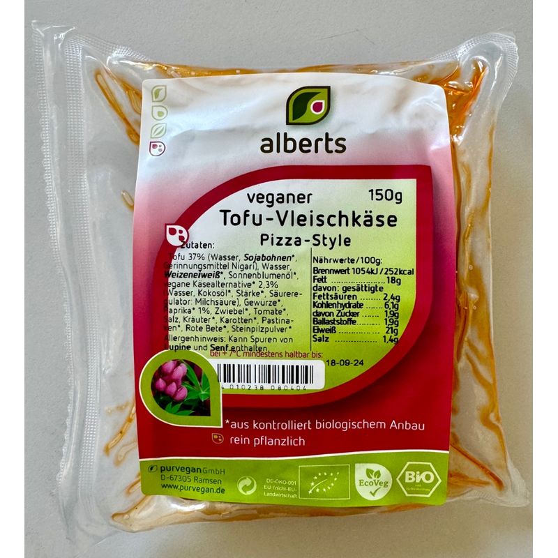 Alberts veganer Tofu-Vleischkäse Pizza-Style - Produktbild