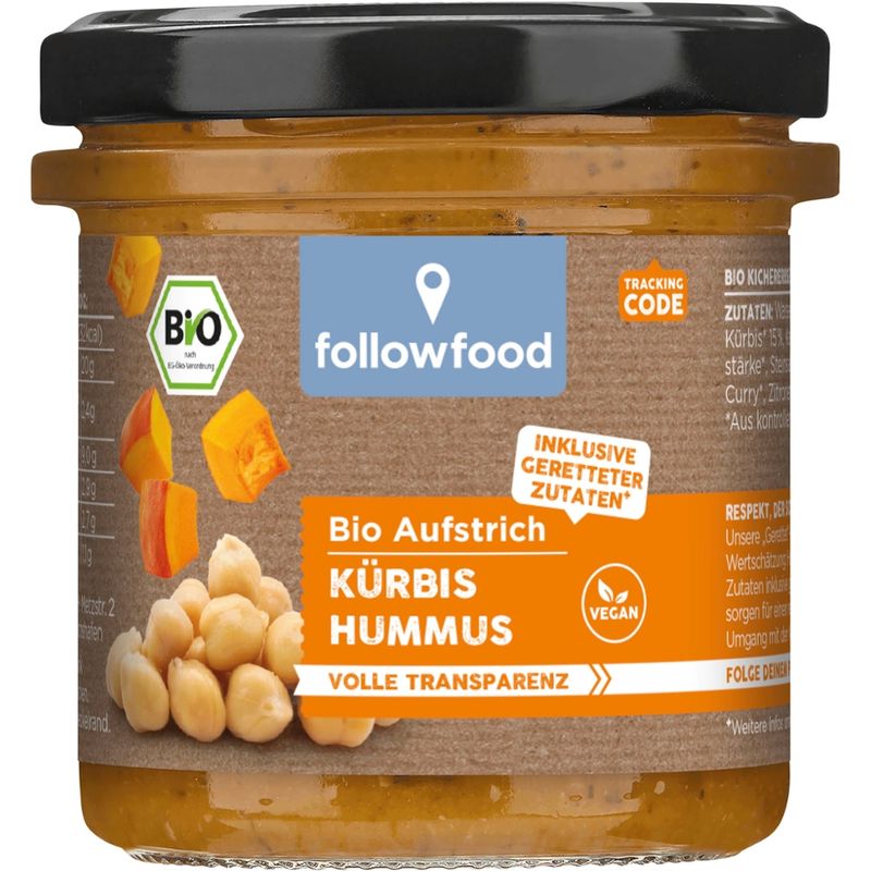 followfood Bio Kichererbsenaufstrich mit Kürbis und Karotte vegan - Produktbild