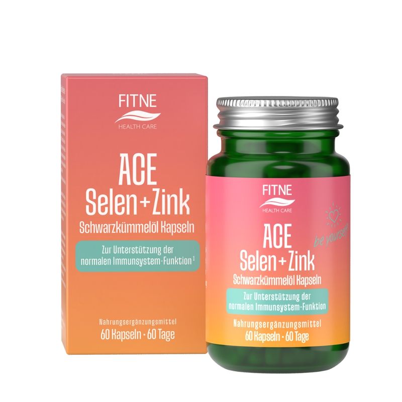 Fitne ACE + Selen + Zink Schwarzkümmelöl Kapseln, 60 Kps. á 555 mg - Produktbild