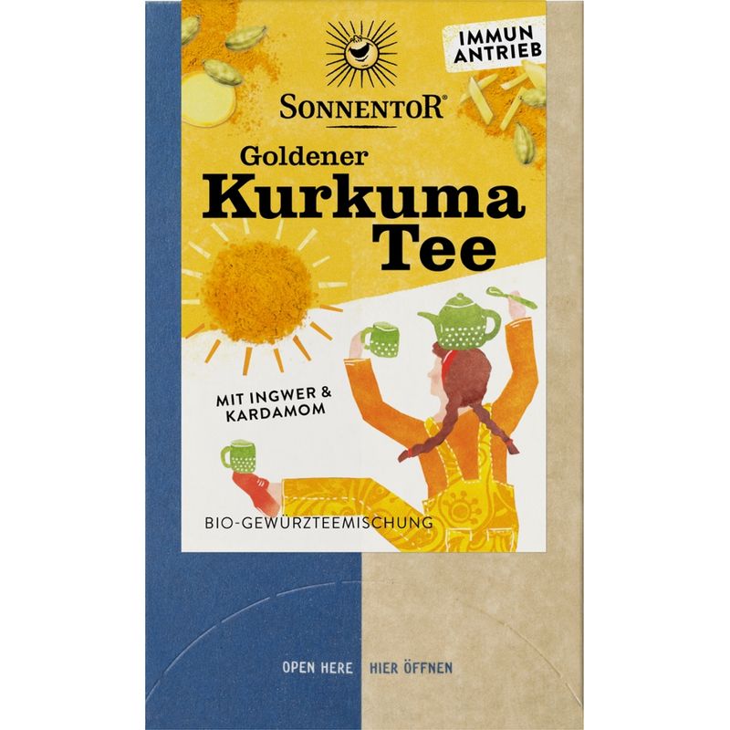 Sonnentor Goldener Kurkuma Tee, Doppelkammerbeutel - Produktbild