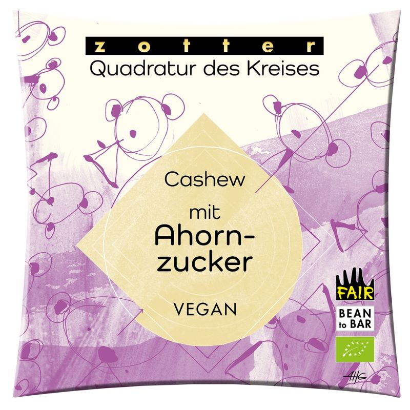 Zotter Schokolade Quadratur des Kreises - Cashew mit Ahornzucker VEGAN - Produktbild