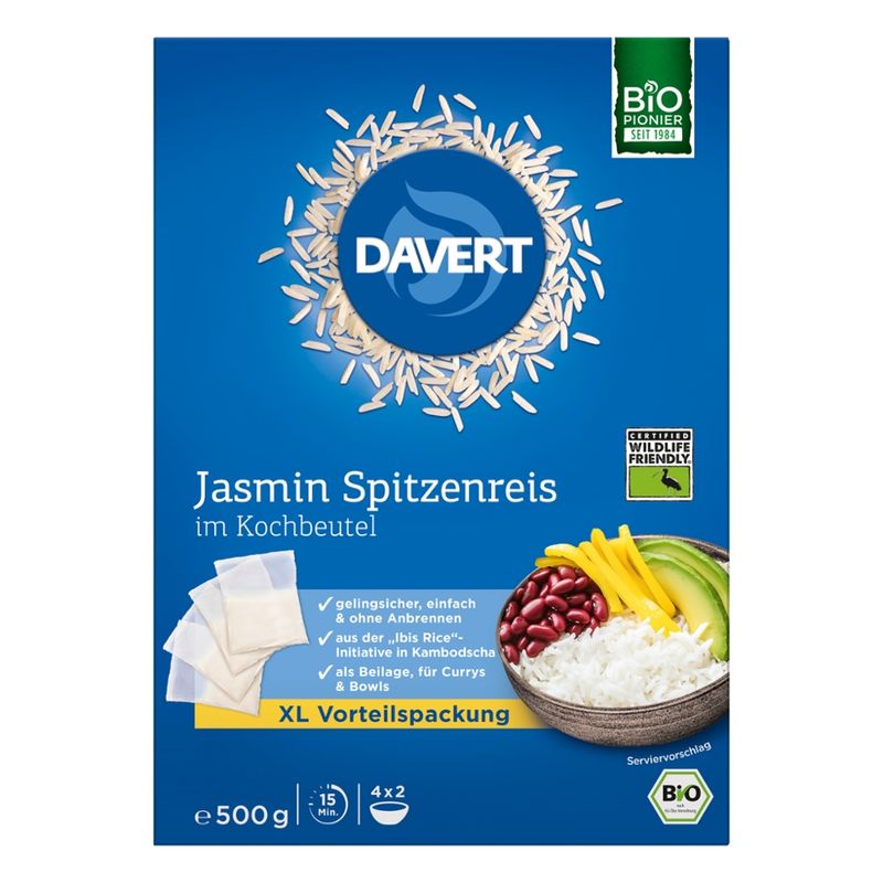 Davert Jasmin Spitzenreis im Kochbeutel Ibis Rice 500g - Produktbild