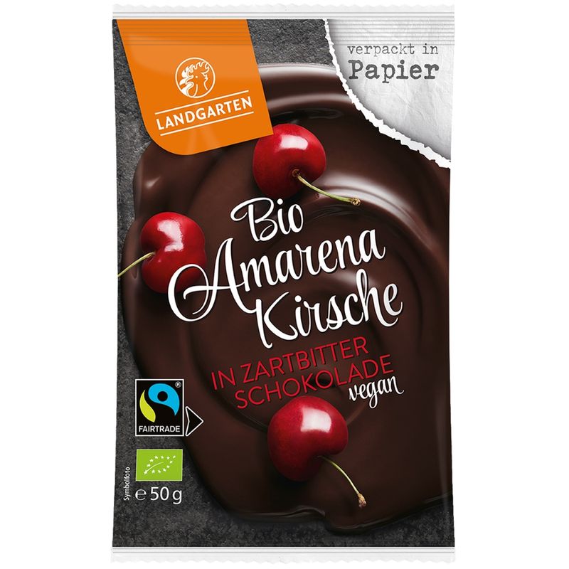 Landgarten Bio FT Amarenakirsche in Zartbitter-Schokolade 50g - Produktbild