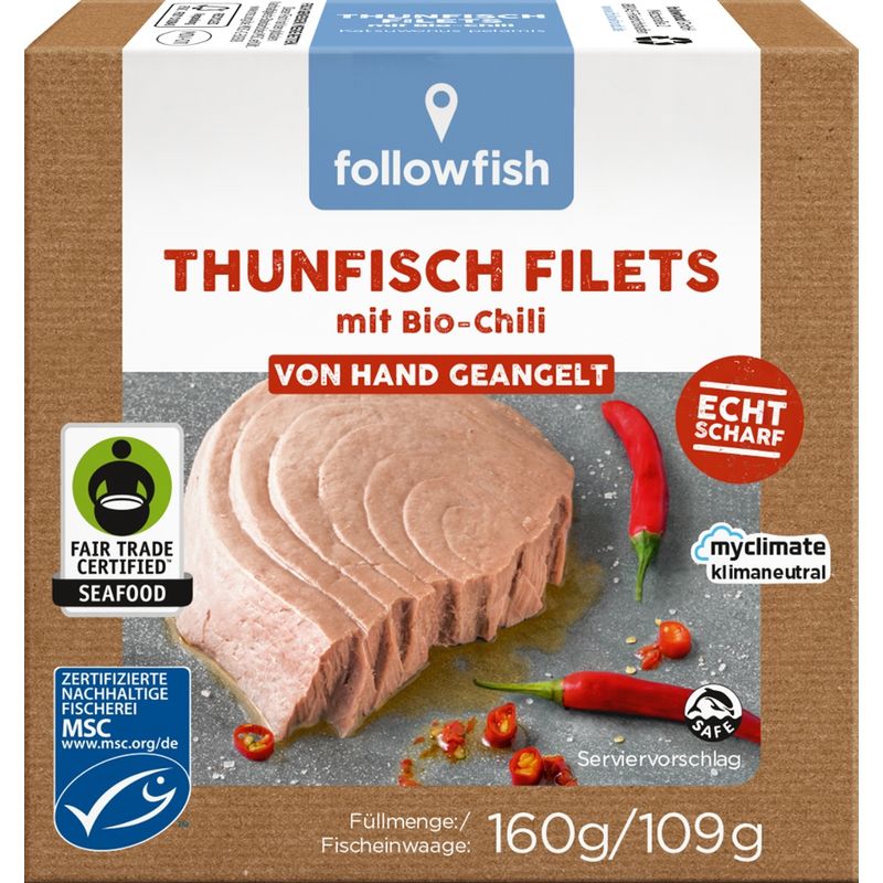 followfood Thunfisch Filets mit Bio-Chili, von Hand geangelt - Produktbild