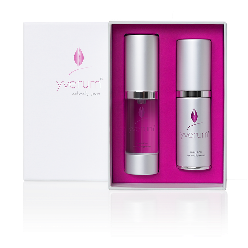yverum naturally yours yverum HYALURON Seren-Set (1x yverum HYALURON anti-aging serum 15 ml und 1x yverum HYALURON eye and lip serum 15 ml) - Produktbild