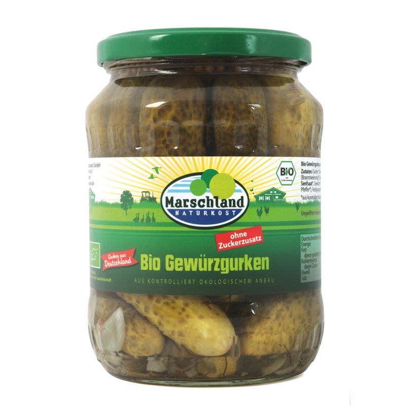 Marschland  Bioland Bio-Gewürzgurken ohne Zuckerzusatz 720 ml Gl. MARSCHLAND - Produktbild