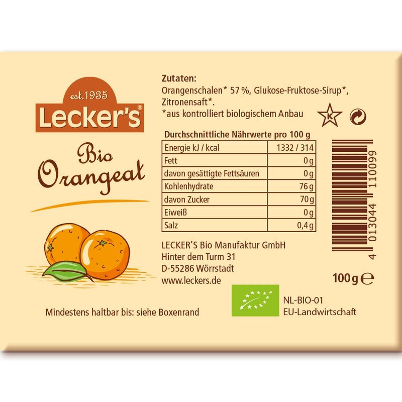 Lecker´s Bio Orangeat - Produktbild