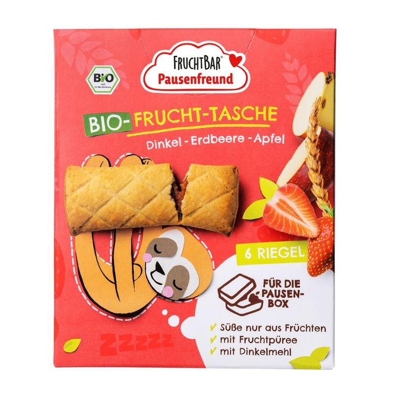 FruchtBar Pausenfreund  FruchtBar Pausenfreund – Bio-Frucht-Tasche Dinkel, Erdbeere, Apfel - Produktbild