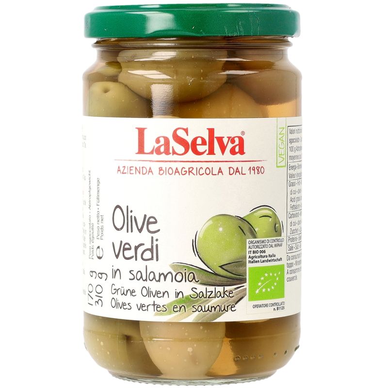 LaSelva Grüne Oliven mit Stein in Salzlake - Produktbild