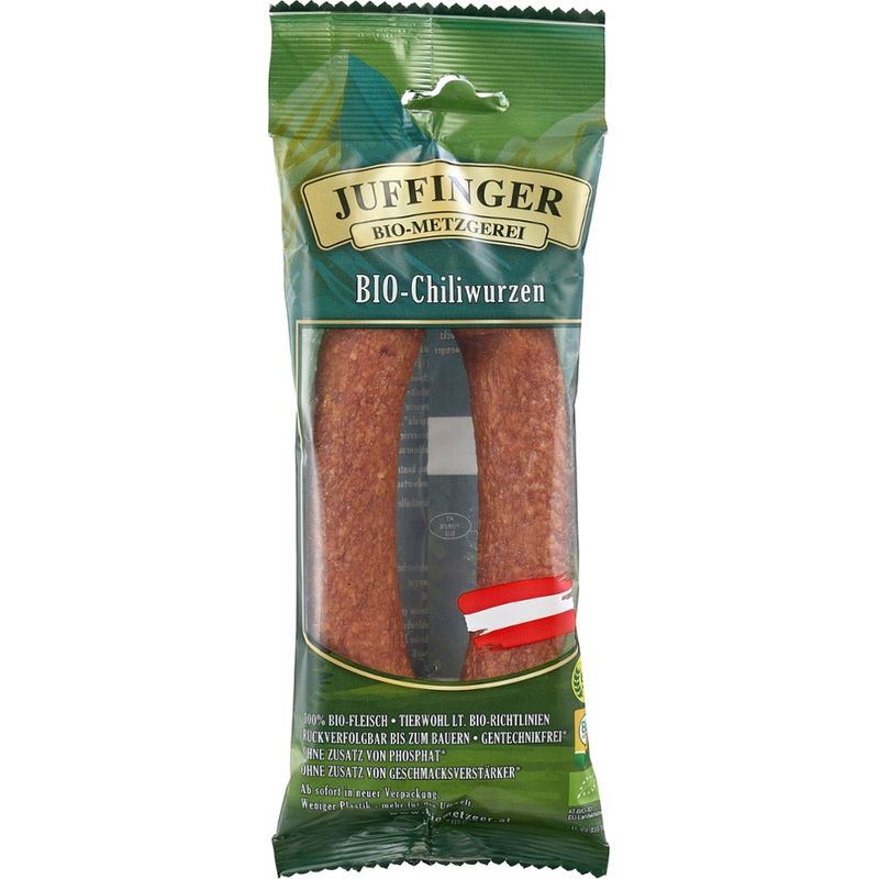 Juffinger Bio-Metzgerei BIO-Chiliwurzen Rohwurst geräuchert - Produktbild