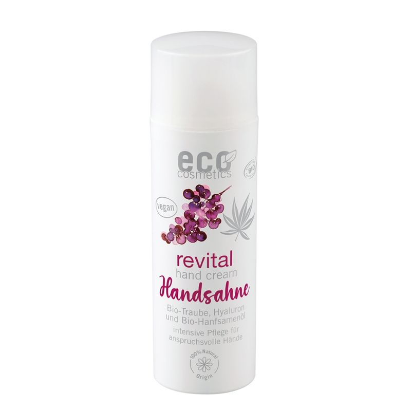 eco cosmetics revital Handsahne 50 ml mit Bio Traube, Hyaluron und Bio Hanfsamenöl - Produktbild