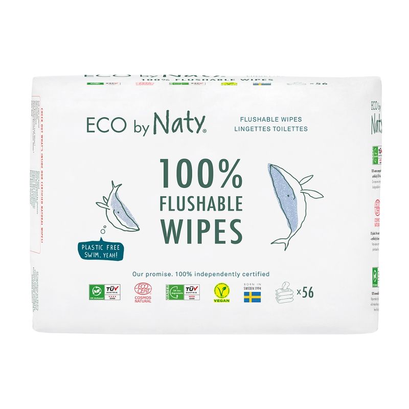 Eco by Naty Naty Feuchttücher Flushable 168 Stück (3x56) 3-er Pack - Produktbild