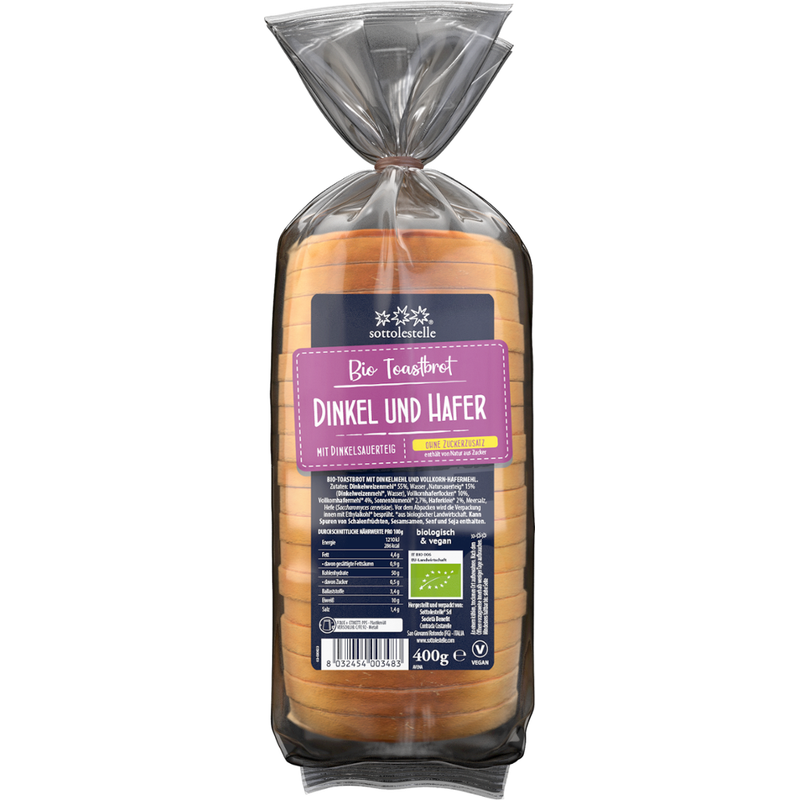 Sottolestelle Bio Toastbrot  Dinkel mit Hafer und Dinkelsauerteig - Produktbild