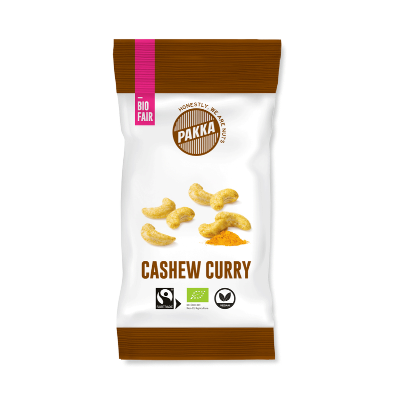 Pakka Cashew geröstet mit Curry Madras, Bio & Fairtrade, 30g - Produktbild