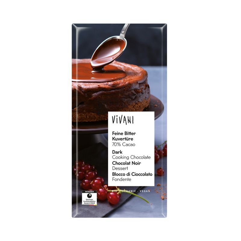 Vivani Feine Bitter Kuvertüre 70% Cacao (200 g-Tafelformat) - Produktbild