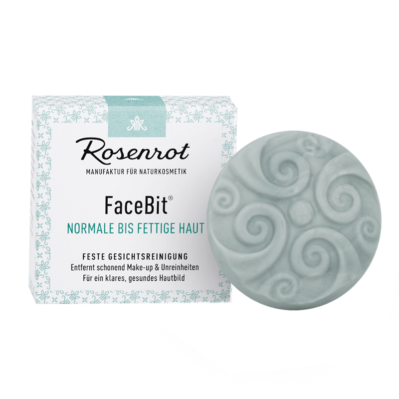 Rosenrot Naturkosmetik FaceBit® - Normale bis fettige Haut - 50g - festes Waschgel Gesichtsreinigung Zertifiziert nach ECOCERT COSMOS ORGANIC - Produktbild