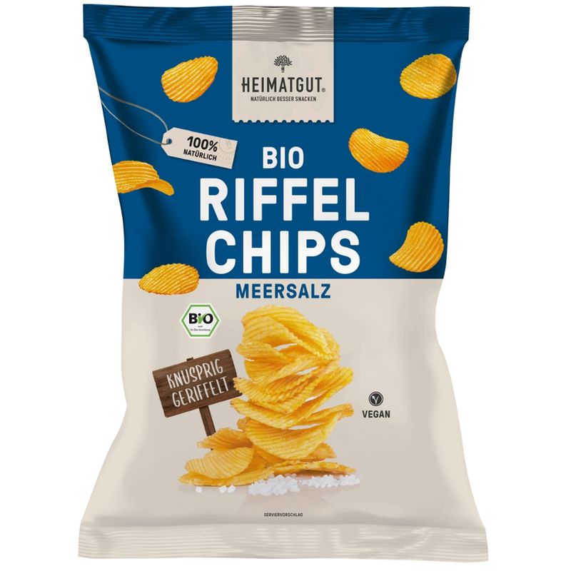 Heimatgut Bio Riffel Chips Meersalz, glutenfrei - Produktbild