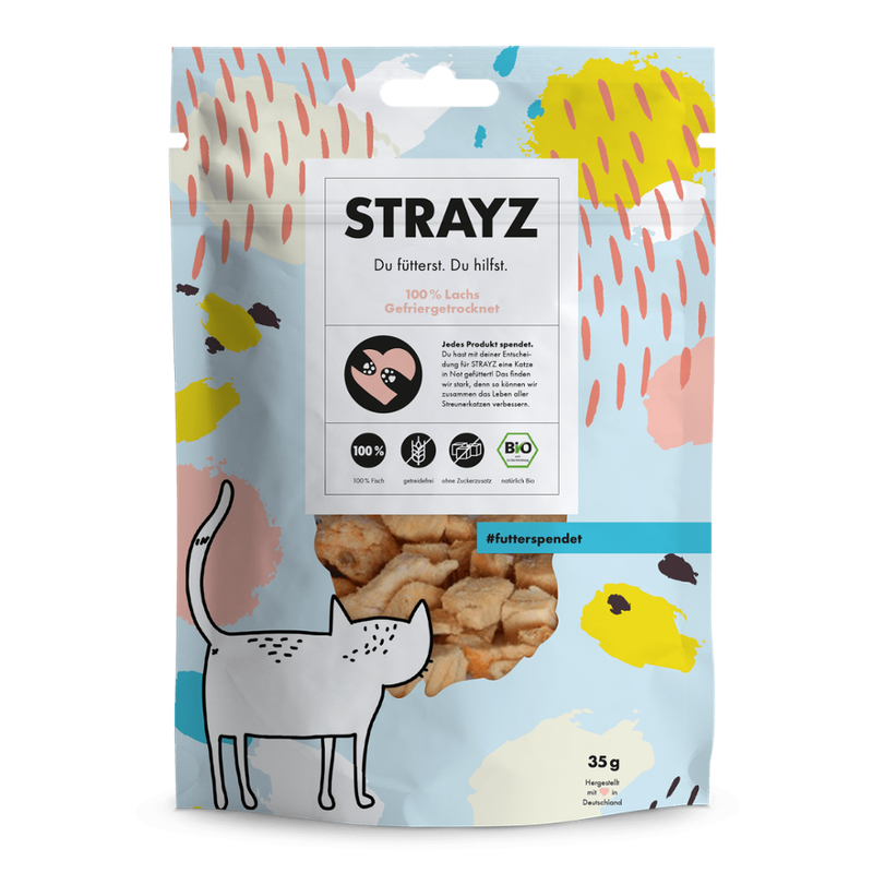 STRAYZ STRAYZ Katze Snack 100% Lachs gefriergetrocknet BIO, 35g - Produktbild