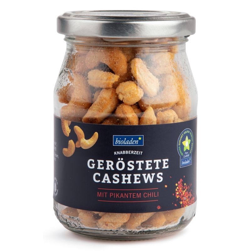 bioladen Geröstete Cashews mit Chili im Pfandglas - Produktbild