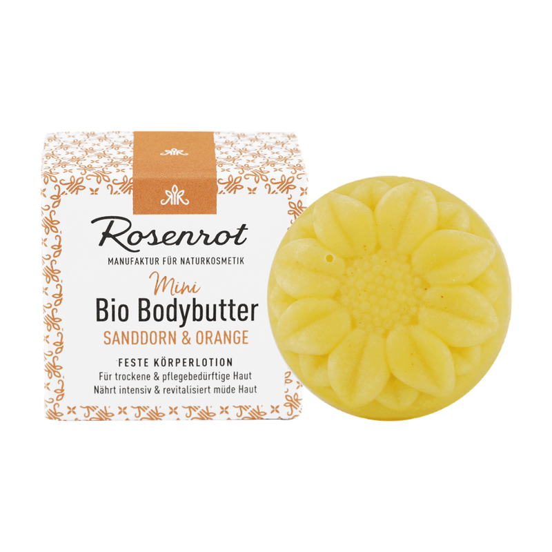 Rosenrot Naturkosmetik Bio Bodybutter Sanddorn & Orange - 20g - Mit hochwertigem Bio-Sanddornöl. - Produktbild