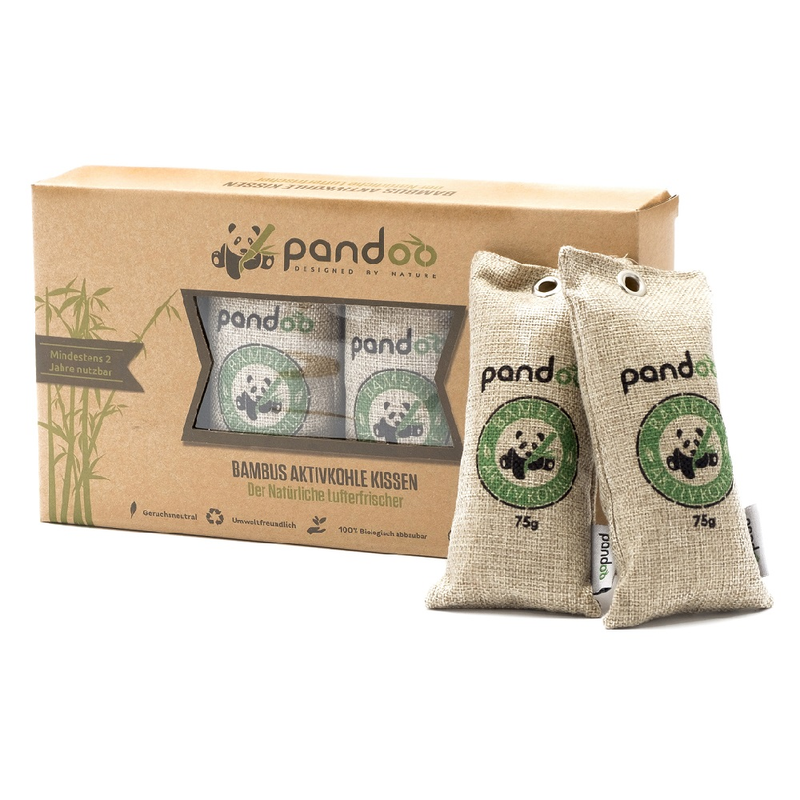 pandoo pandoo Bambus Lufterfrischer reagieren wie ein Schwamm und saugen Luftfeuchtigkeit, unangenehme Gerüche und Schadstoffe aus der Umgebung auf und neutralisieren die Luft - Produktbild