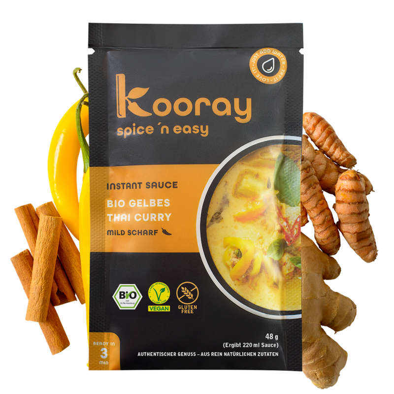 Kooray spice 'n easy Kooray spice ' n easy I Instant Sauce I Bio gelbes Thai Curry I mild scharf - Produktbild