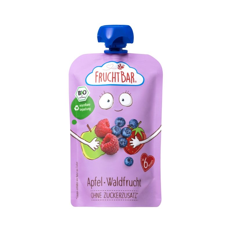 FruchtBar  FruchtBar - Bio-Fruchtpüree Apfel, Waldfrucht - Produktbild