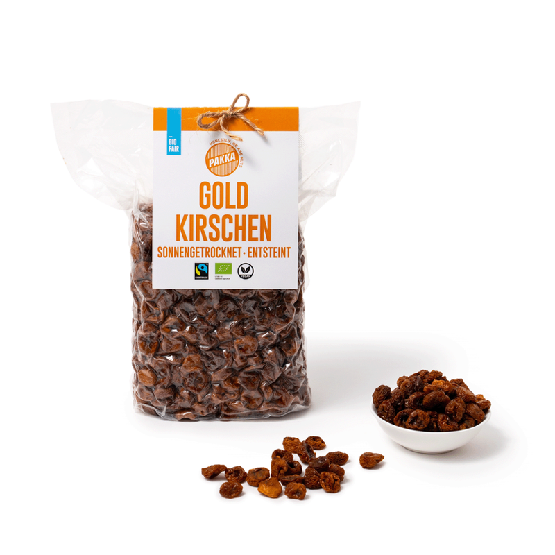 Pakka Goldkirschen getrocknet, entsteint, Bio & Fairtrade, 1kg - Produktbild