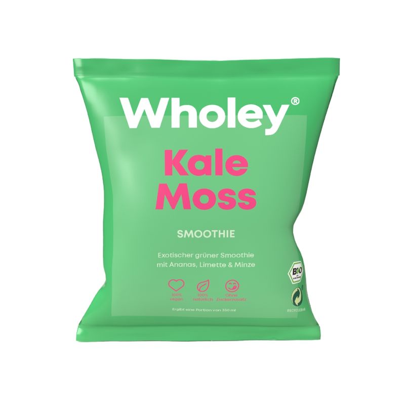 Wholey Wholey Kale Moss ready-to blend-Smoothie aus schockgefrorenen Bio-Zutaten  100 % bio, vegan und glutenfrei - Produktbild