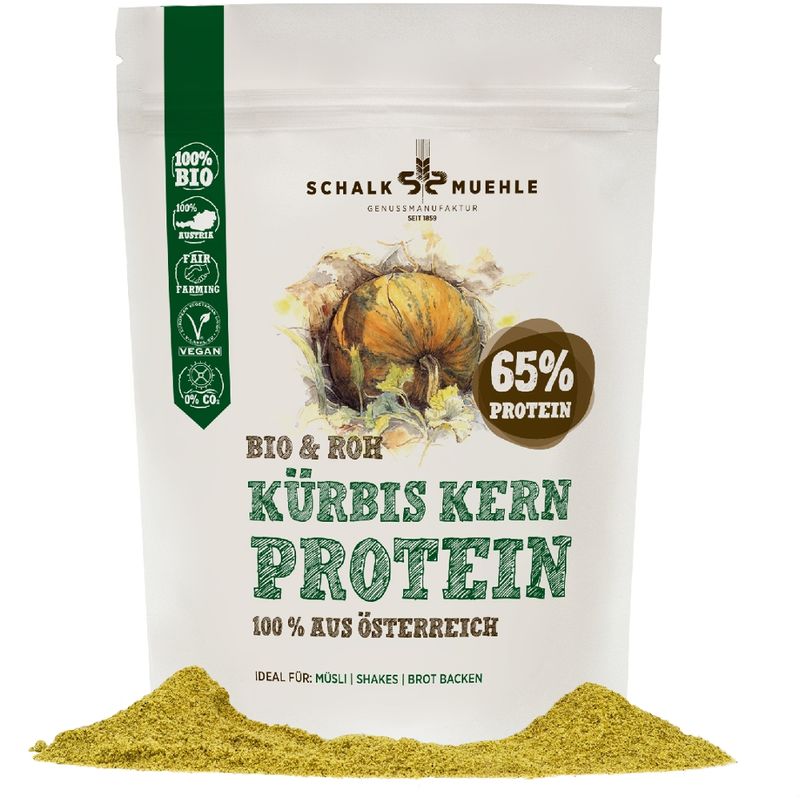 Schalk Mühle 350 g Bio Kürbiskern Protein Pulver roh mit 65% Eiweiß - Produktbild