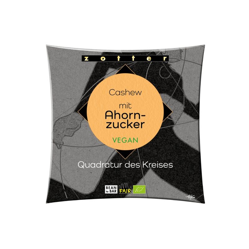 Zotter Schokolade Quadratur des Kreises - Cashew mit Ahornzucker VEGAN - Produktbild