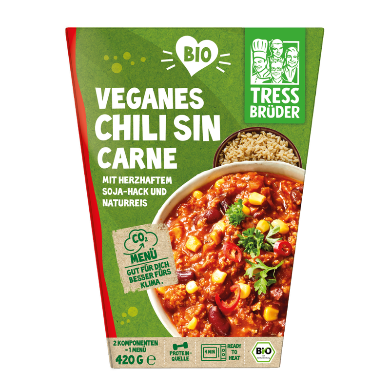 Tress Brüder veganes Bio Chili sin Carne mit herzhaftem Soja-Hack und Naturreis - Produktbild