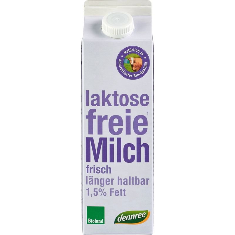 dennree Frische fettarme Milch länger haltbar, laktosefrei, 1,5% Fett - Produktbild