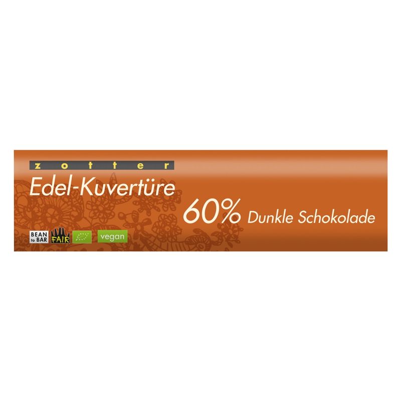 Zotter Schokolade Edel-Kuvertüre 60% Dunkle Schokolade - Produktbild