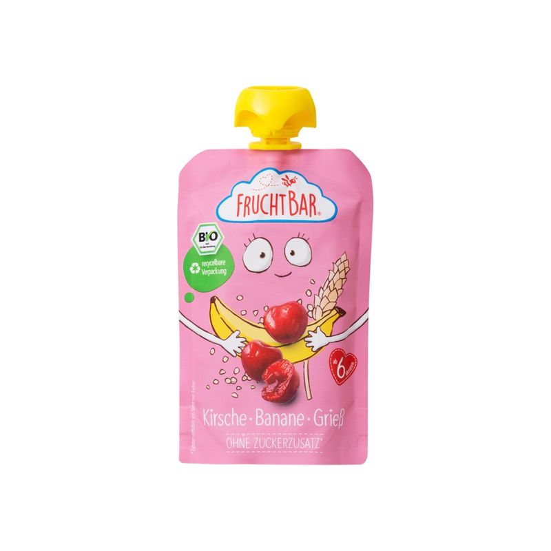 FruchtBar  FruchtBar - Bio-Fruchtpüree Kirsche, Banane, Grieß - Produktbild