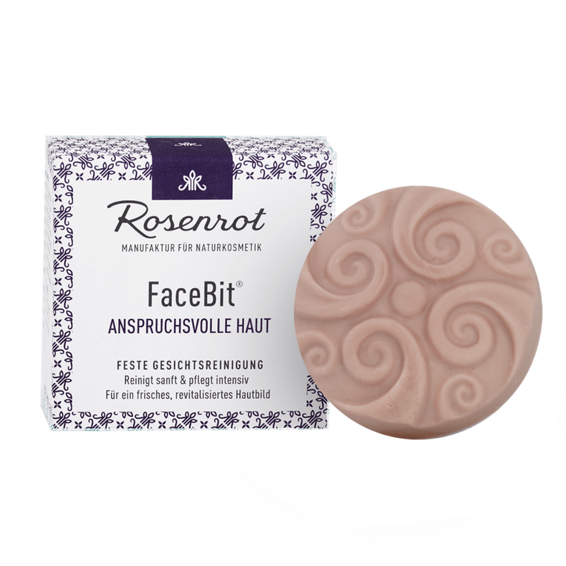 Rosenrot Naturkosmetik FaceBit® - Anspruchsvolle Haut - 50g - festes Waschgel Gesichtsreinigung Zertifiziert nach ECOCERT COSMOS ORGANIC - Produktbild