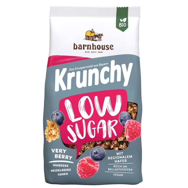 Barnhouse  Krunchy Low Sugar Very Berry 375g - Produktbild