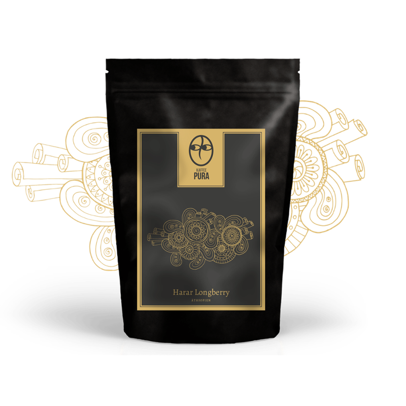 KAFFEE PURA Harar Longberry Kaffee, BIO & fair gehandelt, ganze Bohne, 100% Arabica, Äthiopien, ganze Bohne - Produktbild