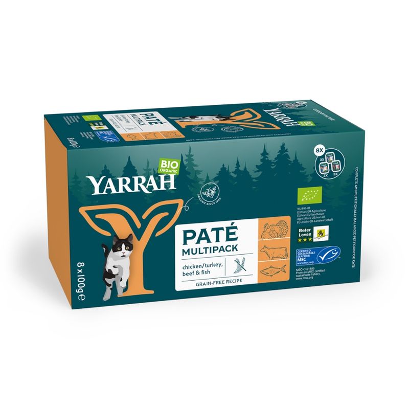 Yarrah Organic Petfood Yarrah Bio Katze Schalen Multipack Pastete getreidefrei gemischt (Rind/ Huhn & T - Produktbild